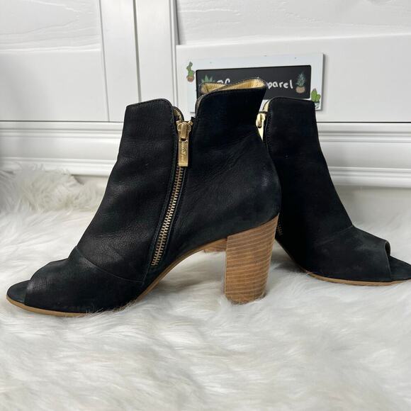 Paul Green Bellini Black Suede Open Toe Heel Booties Size 9.5 - Picture 4 of 10